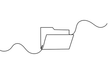 Obraz premium File folder office document one line art clean outline vector design