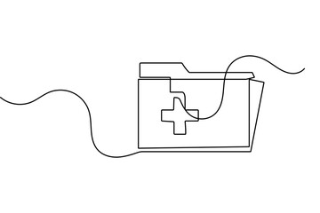 Obraz premium File folder office document one line art clean outline vector design