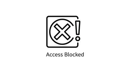Obraz premium Access blocked symbol within a square frame black outline silhouette
