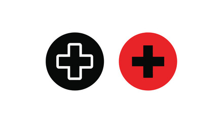 Fototapeta premium Two circular medical symbols with plus signs a striking silhouette