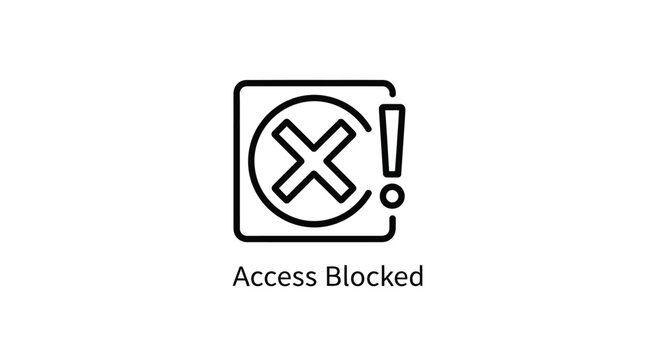 Access blocked symbol within a square frame black outline silhouette