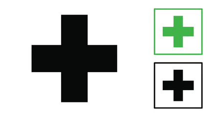 Fototapeta premium Black and green plus signs with varying outlines a graphic silhouette