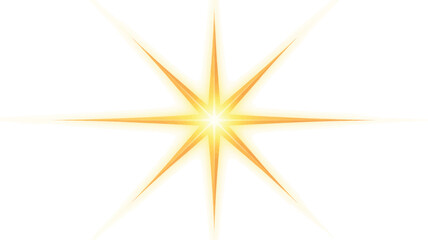 Golden Starburst Effect in Bright Warm Lighting on White Background for Graphic Design