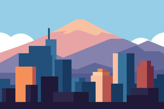 Caracas Skyline with Avila Mountain Minimal Vector 