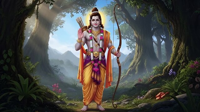 Lord Rama With a Bow and an Arrow
