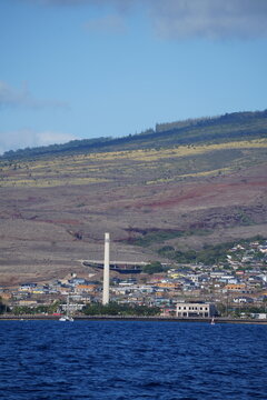 West Maui Mountain range viewed from a whale watching catamaran