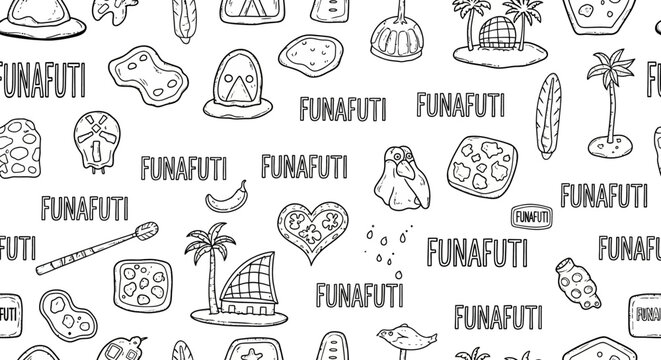 Creative Sketches, Funafuti Island, Illustration, Tropical Paradise, Whimsical