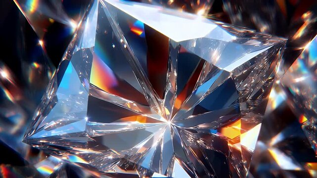 Large Diamond Gemstone Sparkling Brilliantly looping animation.