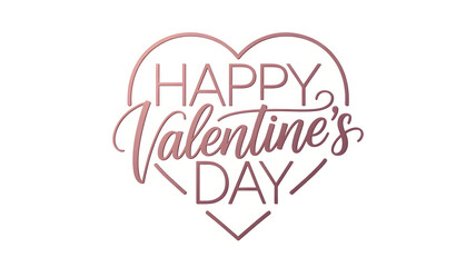 Rose Gold "Happy Valentine's Day" Typography Lettering inside Minimalist Heart Vector Graphic