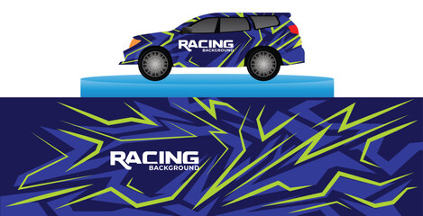 Obraz premium car decal wrap template, abstract car wrap design, racing car livery vector, stripe car 