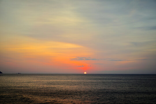 Sun rising on the Atami sea