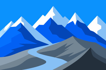 Andean Valley Mountain Landscape Vector 