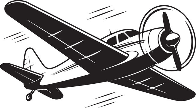 Silhouette of a fast moving plane with speed lines, representing motion and acceleration. Isolated on a white background. Vector illustration