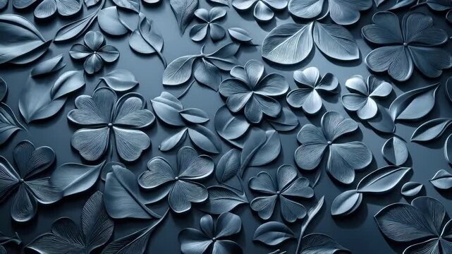 Dark floral pattern with intricate leaf and petal design on a textured background