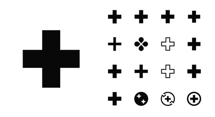 Obraz premium Collection of medical crosses in varying styles a stark silhouette