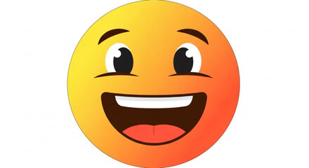 Fototapeta premium Smiling Emoji Face with Open Mouth and Winking Eyes Isolated on White