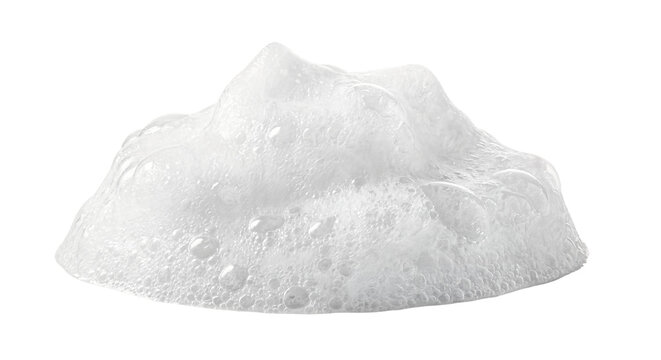 Foam pile, white soap suds or shaving cream, isolated on transparent background, png