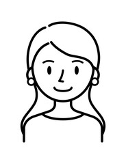 ベクターイラスト素材：笑顔の若い女性アイコン