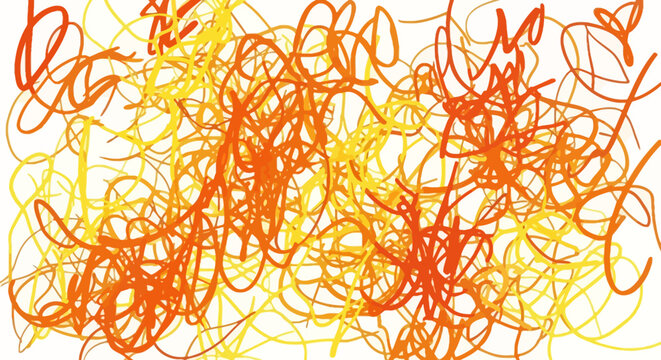 Abstract background with tangled orange and yellow lines creating a chaotic pattern.