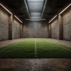 Indoor Soccer Training Facility with Artificial Grass and Modern Lighting