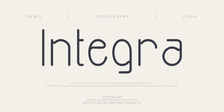 Integra, Creative digital minimal modern logo alphabet fonts. Typography minimalist urban sana serif digital fashion future creative logos fonts. vector illustration
