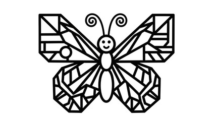 Geometric butterfly illustration with abstract patterns suitable for coloring book simple and