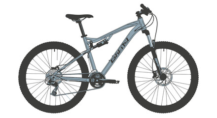 Modern full suspension mountain bike with disc brakes and knobby tires.