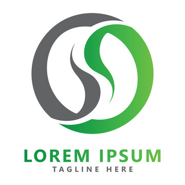 Green and gray infinity loop logo design with lorem ipsum tagline icon