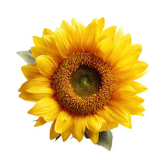 Fototapeta premium Bright Yellow Sunflower Bloom with Detailed Center Isolated on Transparent Background