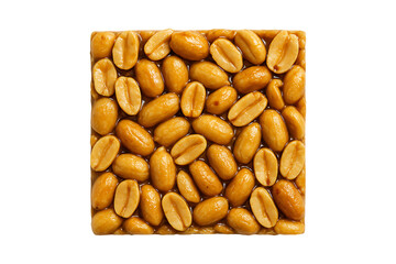 Obraz premium Peanut brittle square with visible peanuts on transparent background