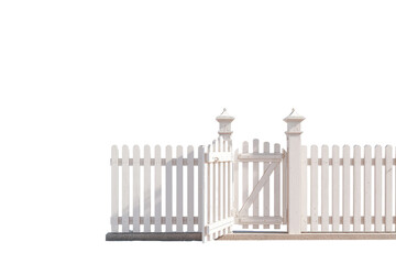 A white picket fence with a gate