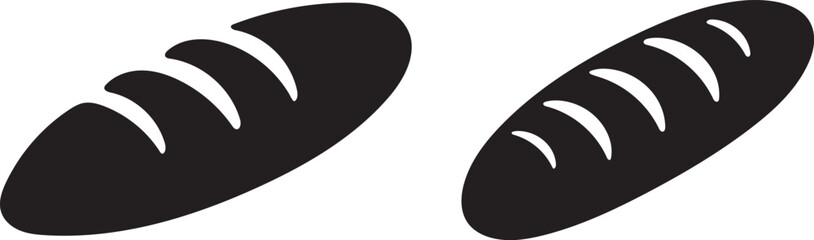 Simple black and white illustration of two loaves of bread