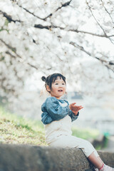 桜の下の子ども