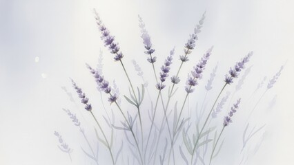 Lavender flowers delicate watercolor painting soft background