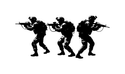 Fototapeta premium Military Soldiers in Combat Formation