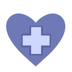 Obraz premium Heart health icon with medical cross symbol in flat design