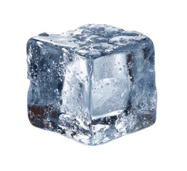 A single, clear, square ice cube