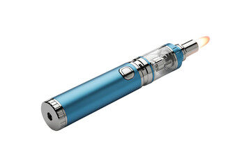Modern electronic cigarette with sleek design and blue accents on white background isolated on transparent background
