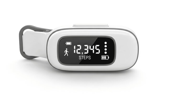 Minimal White Clip-On Step Counter with Digital Screen Displaying Daily Walking Steps for Fitness Tracking, Health Monitoring and Activity Goals

