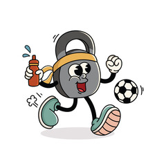 Cartoon Fitness Kettlebell Mascot Icon Illustration