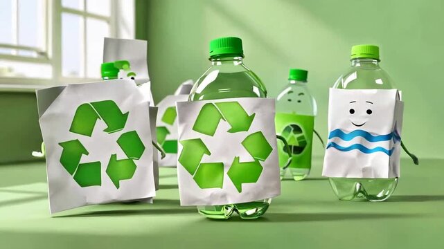 recycling symbol made of bottles