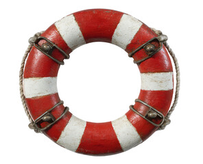 A red and white life preserver