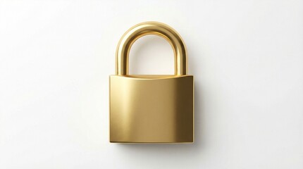 Naklejka premium Gold padlock on white background, polished and secure.