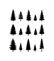 Obraz premium Black Silhouette Forest Trees Collection