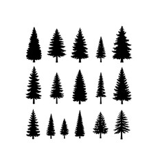 Obraz premium Black Silhouette Forest Tree Collection