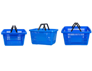 Fototapeta premium empty blue plastic shopping bag or shopping basket chart isolated on white or transparent png