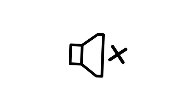 Animated mute sound off speaker icon