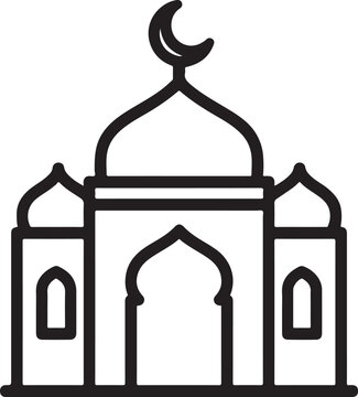 Islamic Architecture Building Grand Mosque Dome Traditional Religious Landmark Icon Vector Set