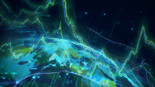Global Investment Markets A Vibrant Abstract Visualization of Economic Interconnection