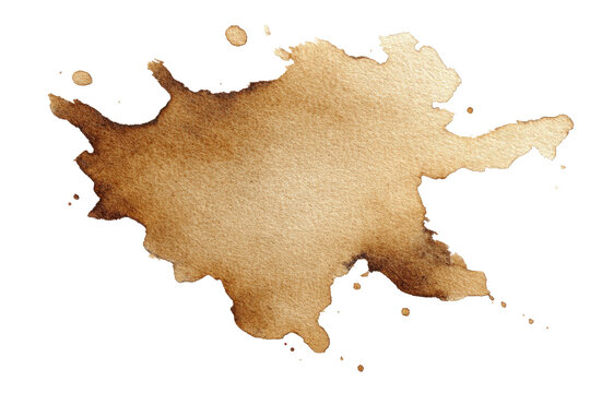 Coffee stain on paper.  Abstract blotch,  tan, irregular shape